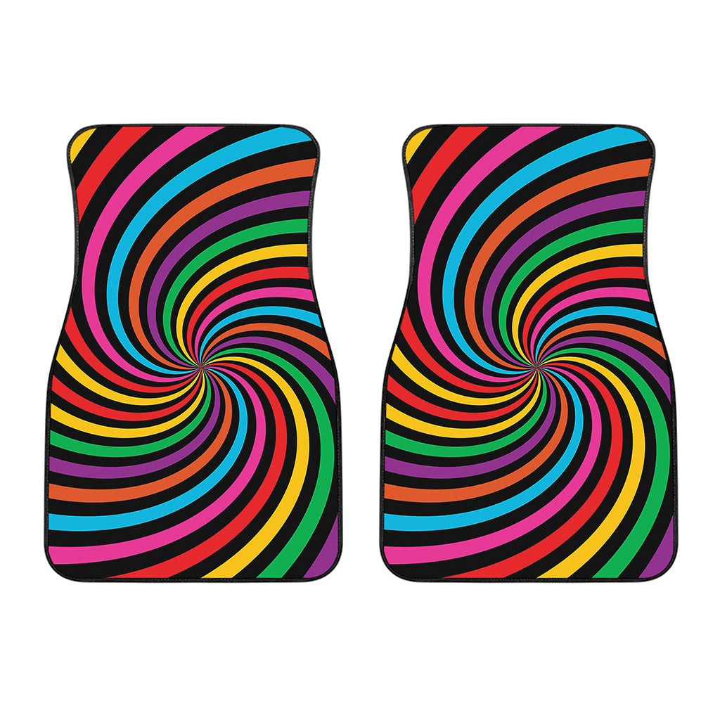 Rainbow Psychedelic Swirl Print Front Car Floor Mats