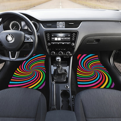 Rainbow Psychedelic Swirl Print Front Car Floor Mats