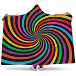 Rainbow Psychedelic Swirl Print Hooded Blanket