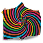 Rainbow Psychedelic Swirl Print Hooded Blanket