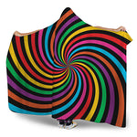 Rainbow Psychedelic Swirl Print Hooded Blanket