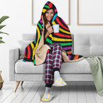 Rainbow Psychedelic Swirl Print Hooded Blanket