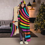 Rainbow Psychedelic Swirl Print Hooded Blanket
