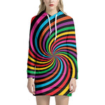 Rainbow Psychedelic Swirl Print Hoodie Dress