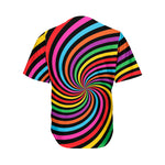 Rainbow Psychedelic Swirl Print Men's Baseball Jersey