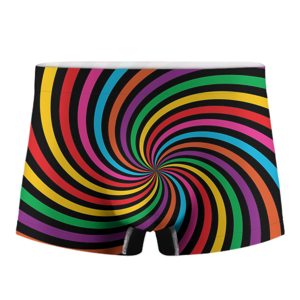 Rainbow Psychedelic Swirl Print Men's Boxer Briefs