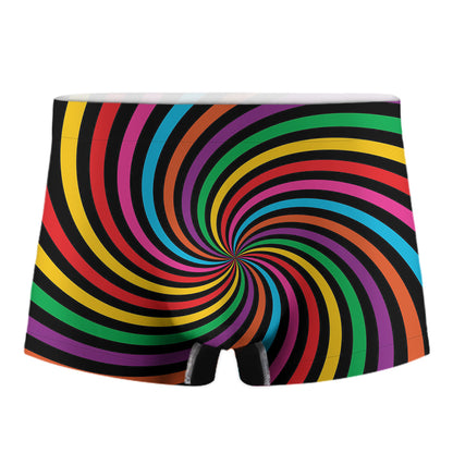 Rainbow Psychedelic Swirl Print Men's Boxer Briefs
