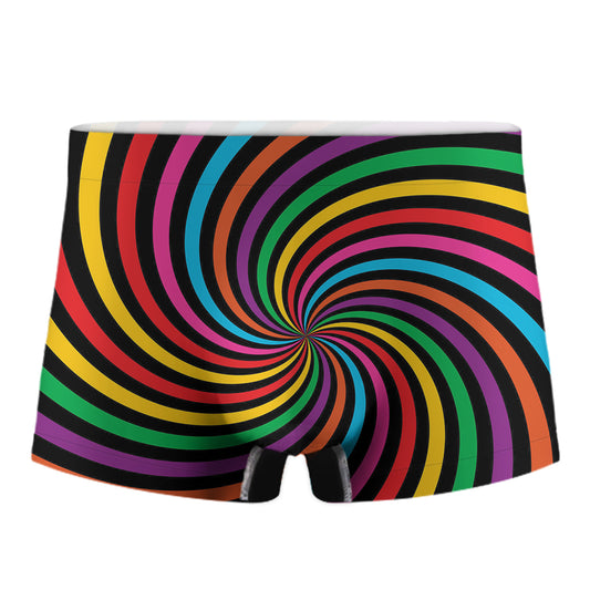 Rainbow Psychedelic Swirl Print Men's Boxer Briefs