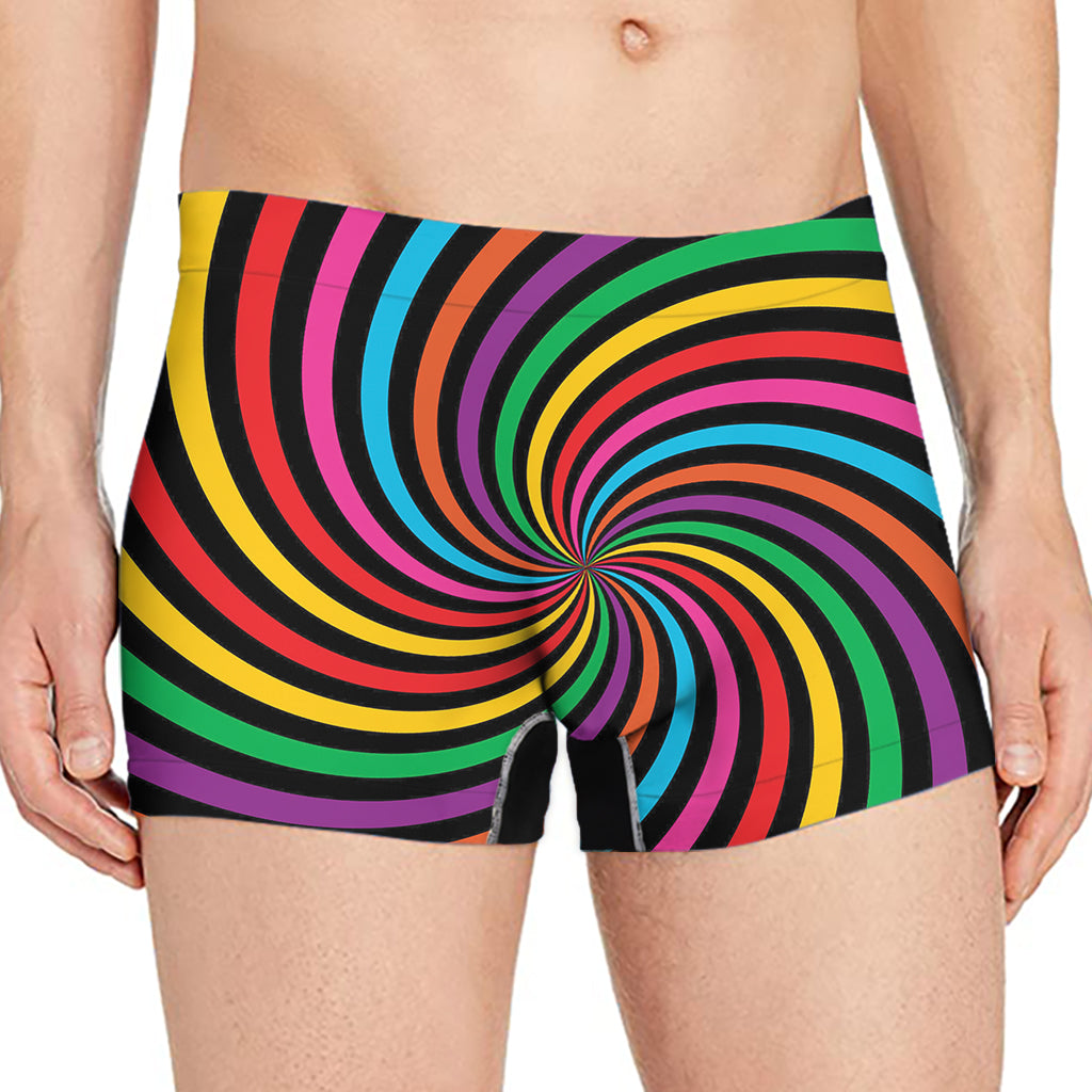 Rainbow Psychedelic Swirl Print Men's Boxer Briefs