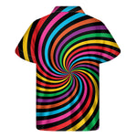 Rainbow Psychedelic Swirl Print Men's Short Sleeve Shirt