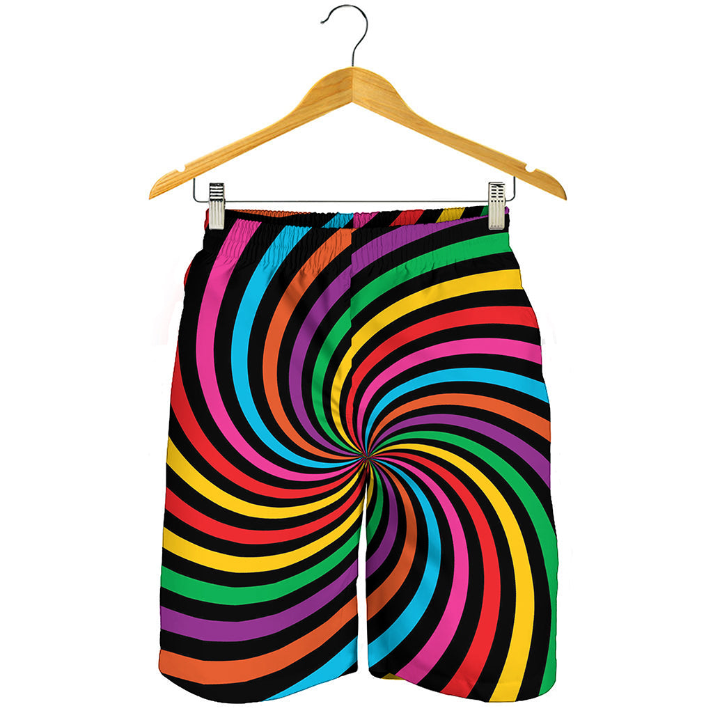 Rainbow Psychedelic Swirl Print Men's Shorts