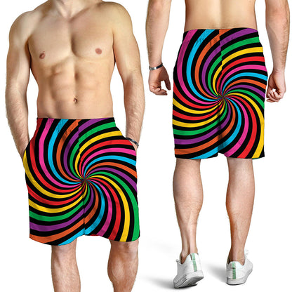 Rainbow Psychedelic Swirl Print Men's Shorts