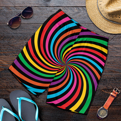Rainbow Psychedelic Swirl Print Men's Shorts