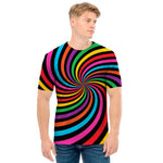 Rainbow Psychedelic Swirl Print Men's T-Shirt