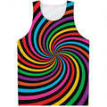 Rainbow Psychedelic Swirl Print Men's Tank Top