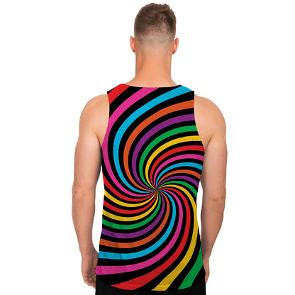 Rainbow Psychedelic Swirl Print Men's Tank Top