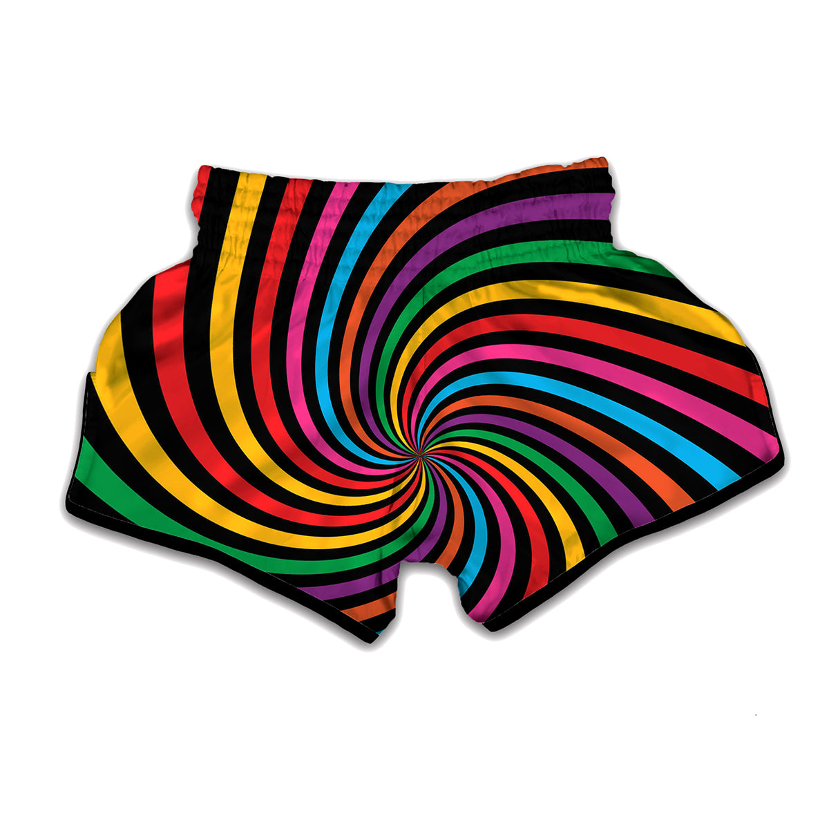 Rainbow Psychedelic Swirl Print Muay Thai Boxing Shorts
