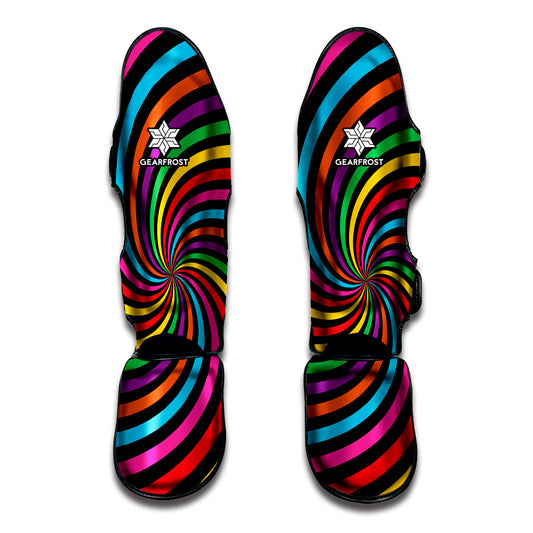 Rainbow Psychedelic Swirl Print Muay Thai Shin Guard