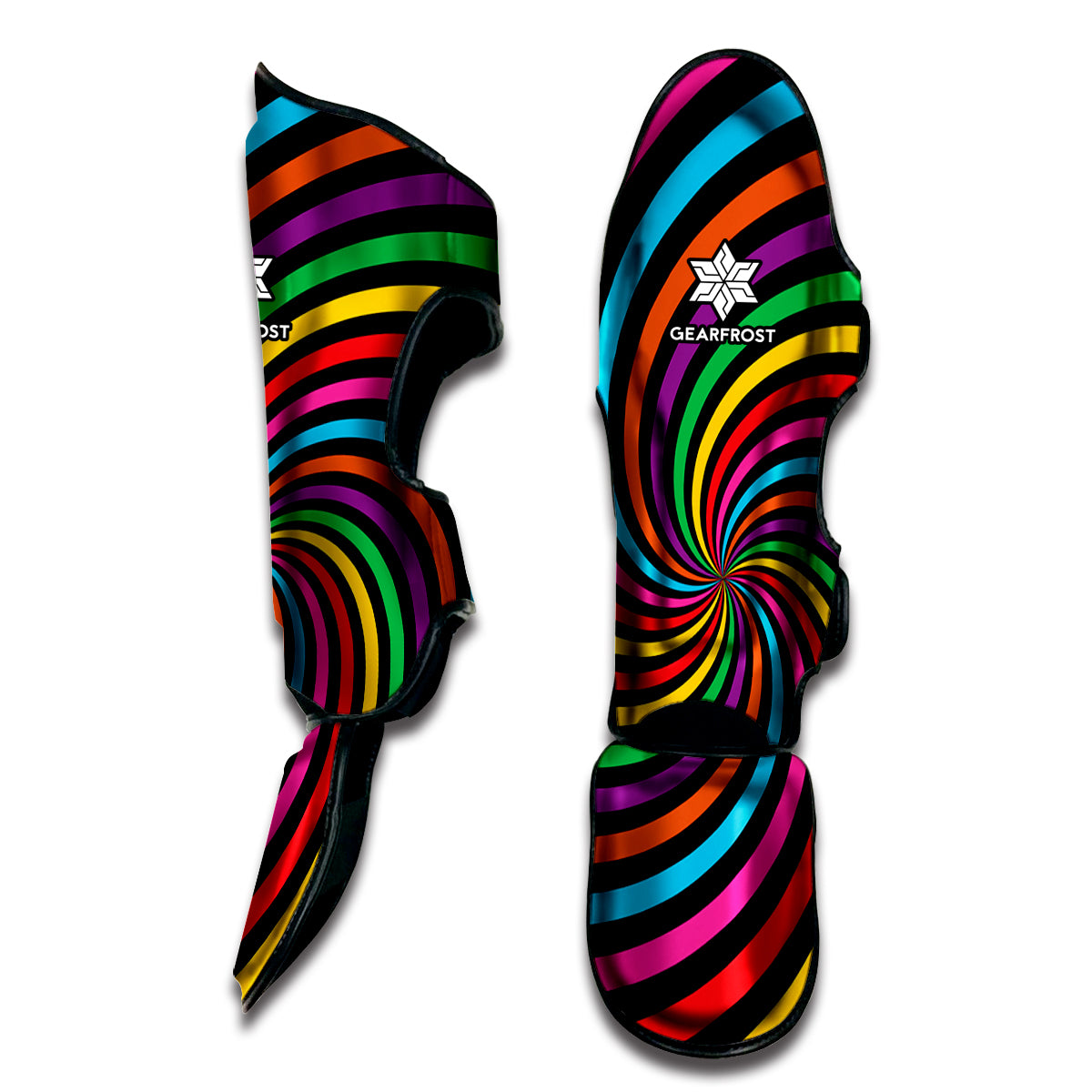 Rainbow Psychedelic Swirl Print Muay Thai Shin Guard