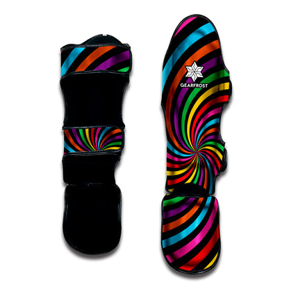 Rainbow Psychedelic Swirl Print Muay Thai Shin Guard
