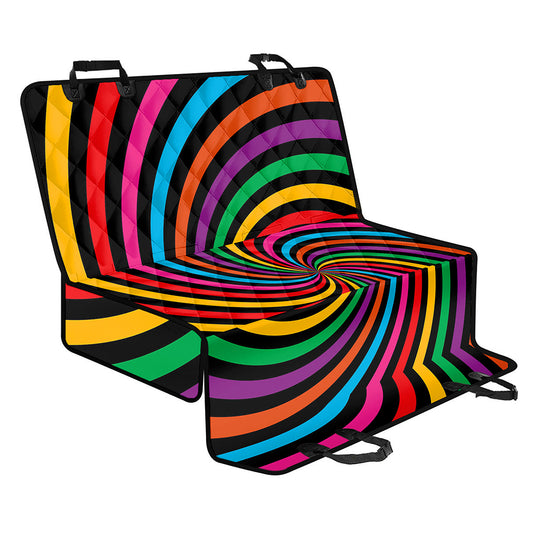 Rainbow Psychedelic Swirl Print Pet Car Back Seat Cover