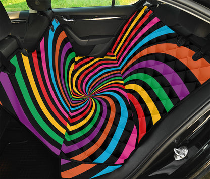 Rainbow Psychedelic Swirl Print Pet Car Back Seat Cover