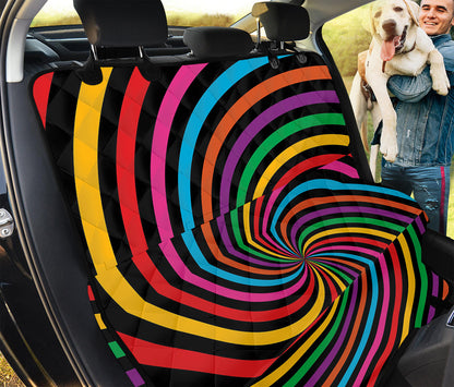 Rainbow Psychedelic Swirl Print Pet Car Back Seat Cover