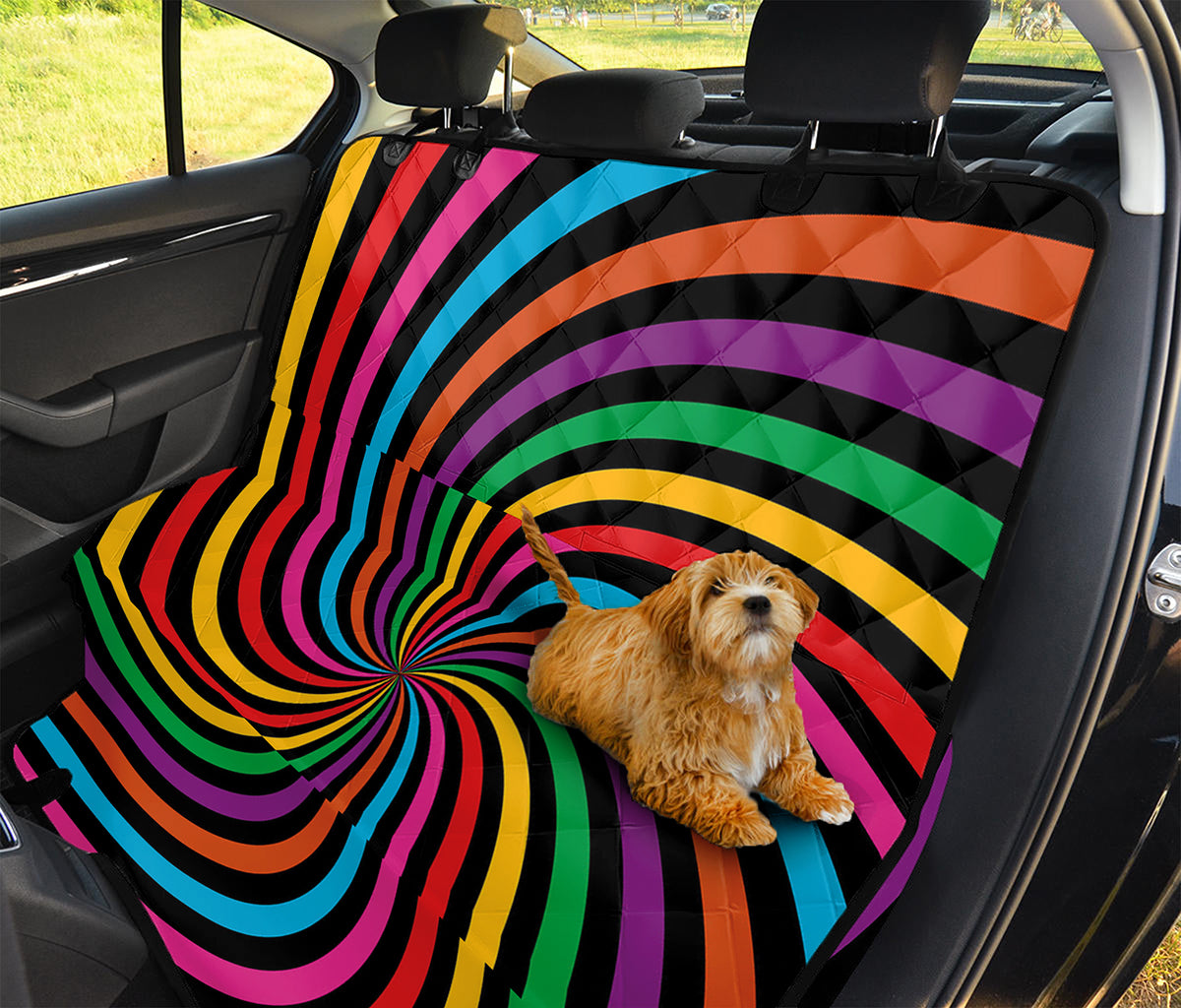 Rainbow Psychedelic Swirl Print Pet Car Back Seat Cover