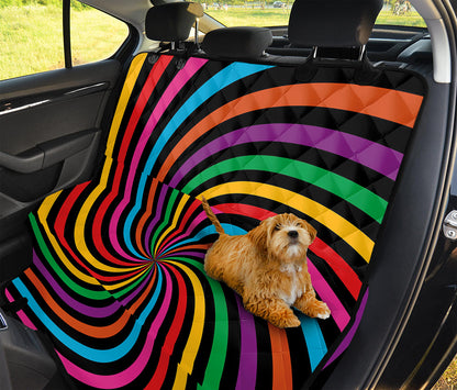 Rainbow Psychedelic Swirl Print Pet Car Back Seat Cover