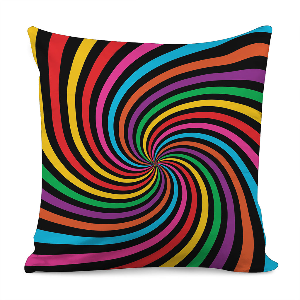 Rainbow Psychedelic Swirl Print Pillow Cover