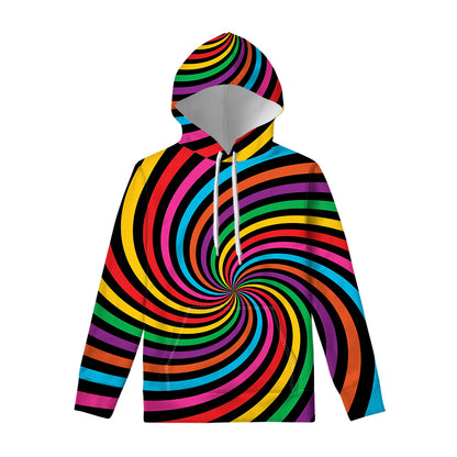 Rainbow Psychedelic Swirl Print Pullover Hoodie