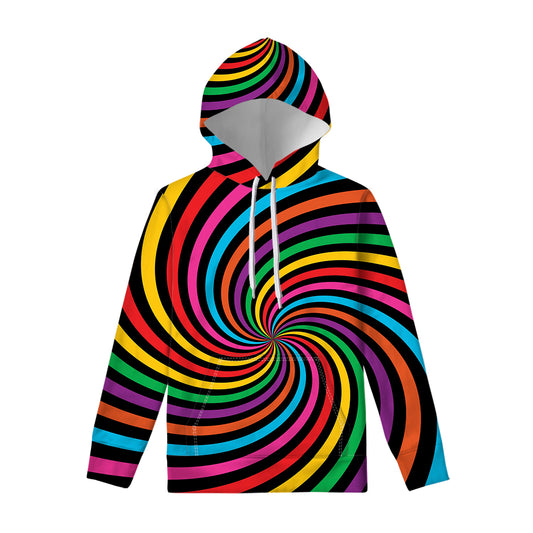 Rainbow Psychedelic Swirl Print Pullover Hoodie