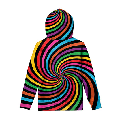 Rainbow Psychedelic Swirl Print Pullover Hoodie