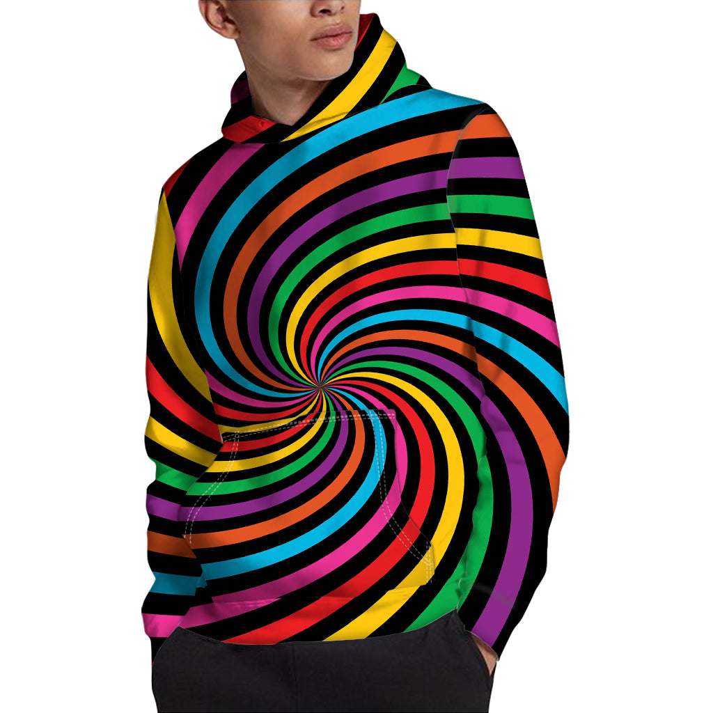 Rainbow Psychedelic Swirl Print Pullover Hoodie
