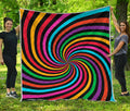 Rainbow Psychedelic Swirl Print Quilt