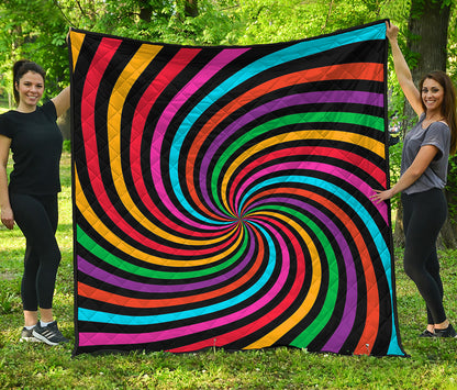 Rainbow Psychedelic Swirl Print Quilt