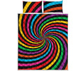 Rainbow Psychedelic Swirl Print Quilt Bed Set