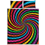 Rainbow Psychedelic Swirl Print Quilt Bed Set