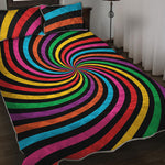 Rainbow Psychedelic Swirl Print Quilt Bed Set