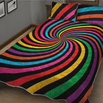 Rainbow Psychedelic Swirl Print Quilt Bed Set