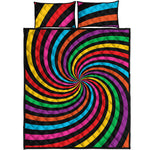 Rainbow Psychedelic Swirl Print Quilt Bed Set