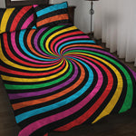 Rainbow Psychedelic Swirl Print Quilt Bed Set
