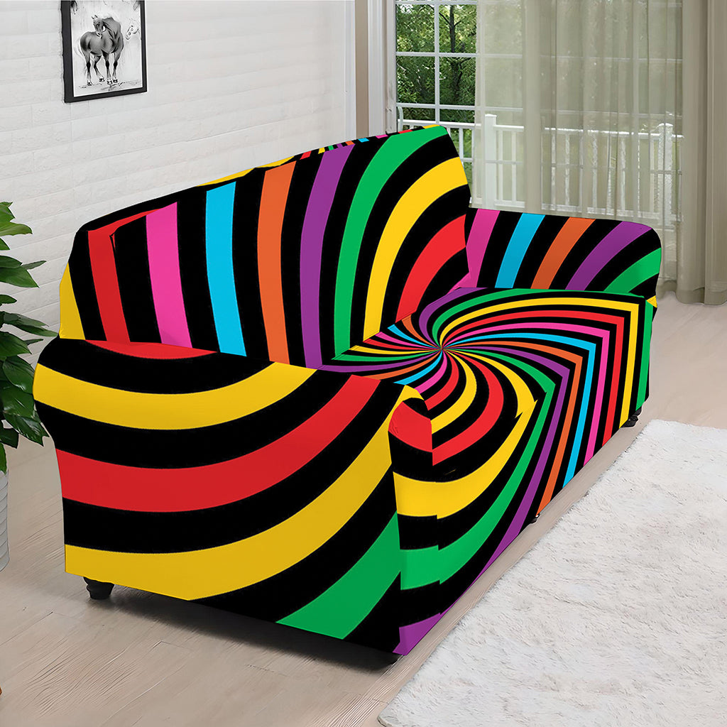 Rainbow Psychedelic Swirl Print Sofa Cover