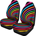 Rainbow Psychedelic Swirl Print Universal Fit Car Seat Covers