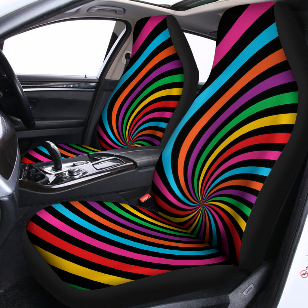 Rainbow Psychedelic Swirl Print Universal Fit Car Seat Covers