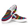 Rainbow Psychedelic Swirl Print White Slip On Sneakers
