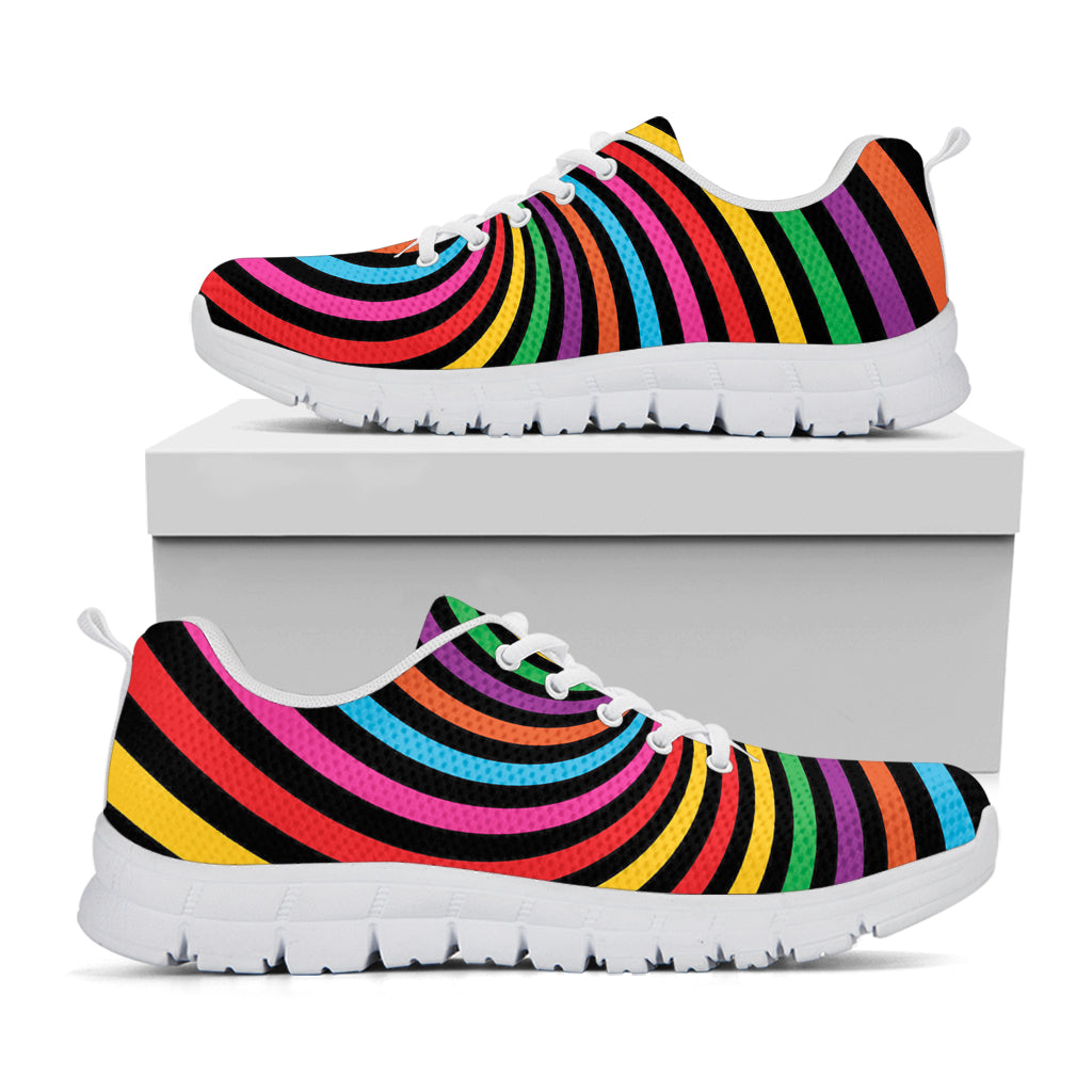 Rainbow Psychedelic Swirl Print White Sneakers
