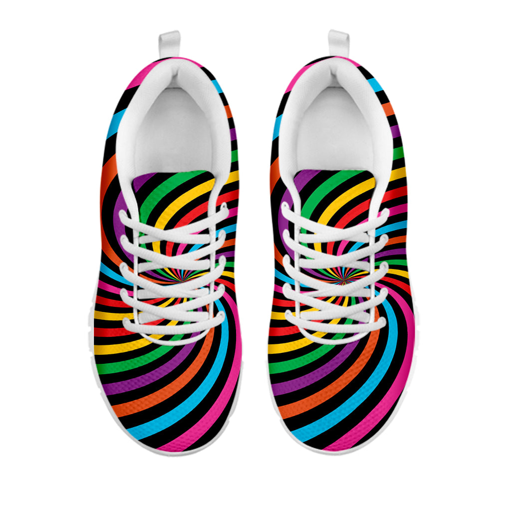 Rainbow Psychedelic Swirl Print White Sneakers