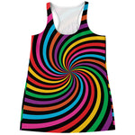 Rainbow Psychedelic Swirl Print Women's Racerback Tank Top