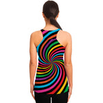 Rainbow Psychedelic Swirl Print Women's Racerback Tank Top